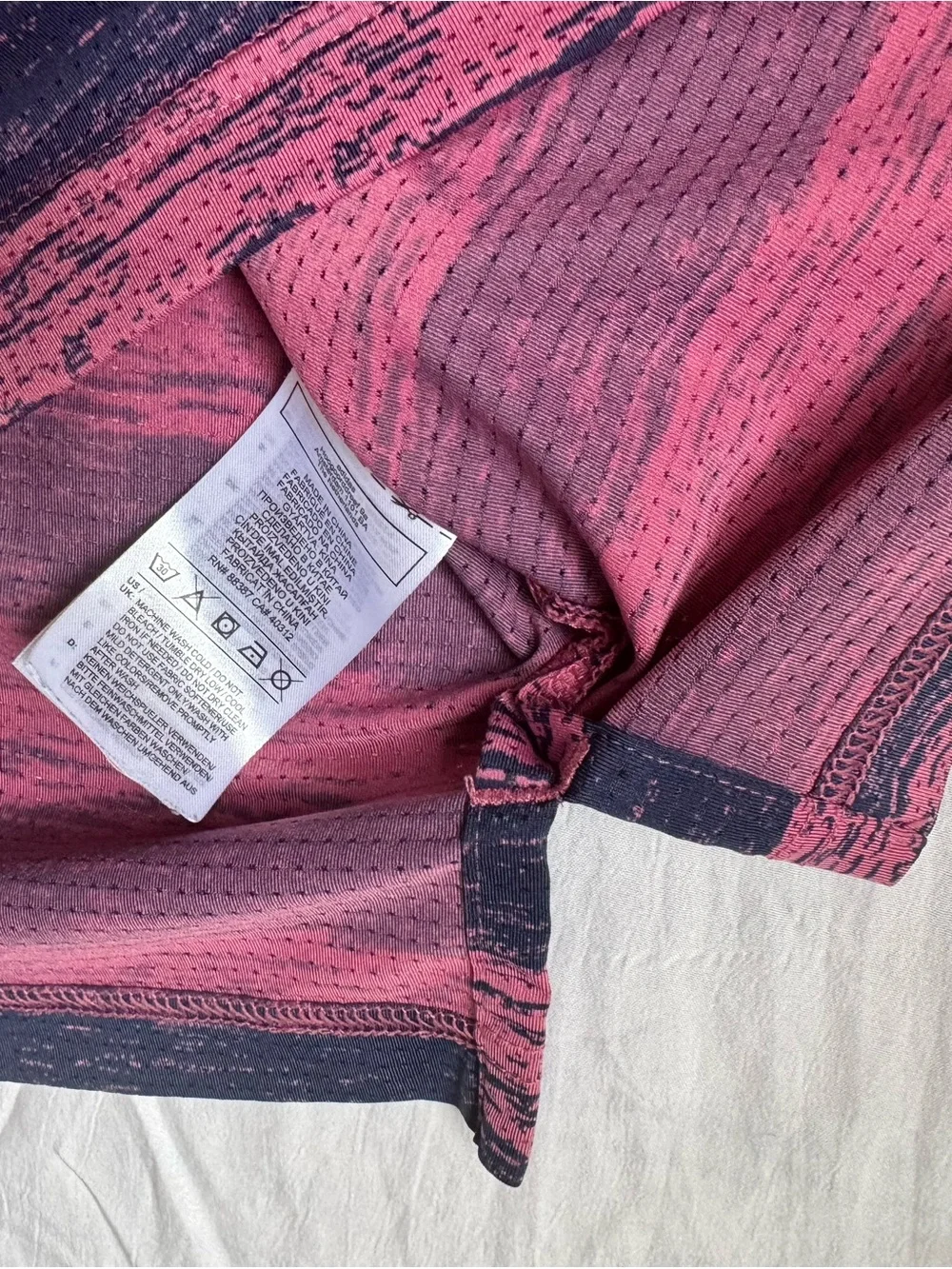 adidas Men’s Pink and Navy Striped Polo